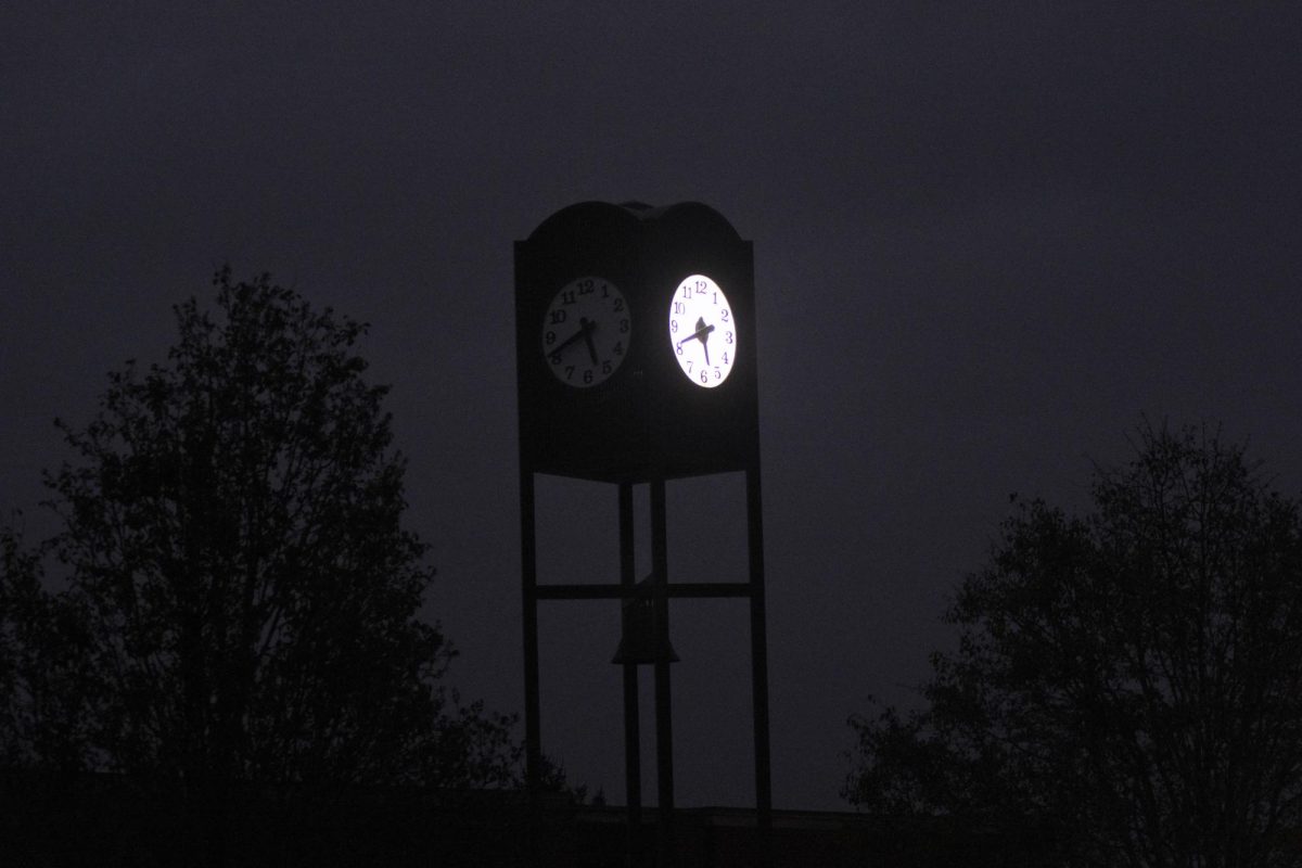 Campbellsville University's famous clock tower gives off an eerie vibe when viewed at night. Darkness has been extended due to the recent time change, exacerbating seasonal affective disorder for many. 