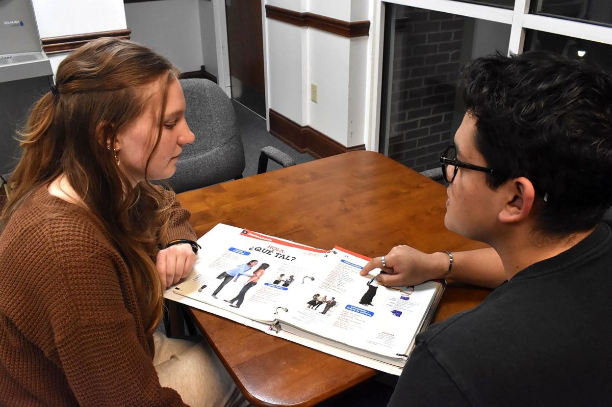 Audrey DeJaynes is learning to speak Spanish with the help of student-tutor Sergio Andrade.