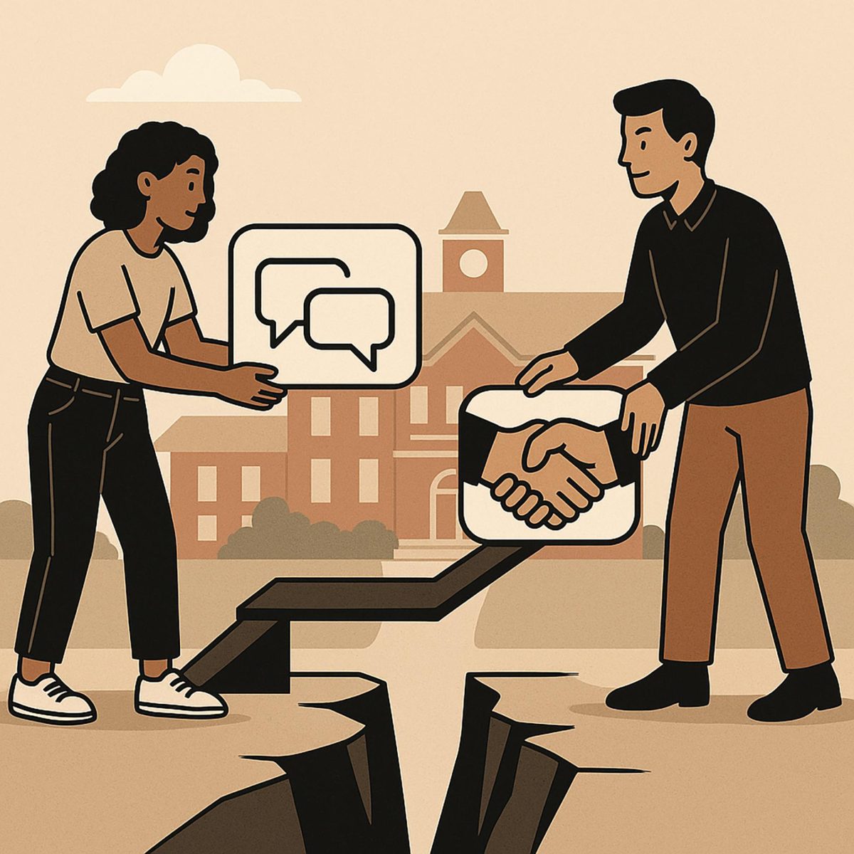 Campbellsville University recently hosted a workshop about conflict resolution. Nick Bloodworth, the director of counseling services at CU, explained the goals of the event. “The goal of the event was just to help students better navigate interpersonal challenges, whether it's in relationships, classrooms or with their friends,” he said. (This illustration was created by ChatGPT.)