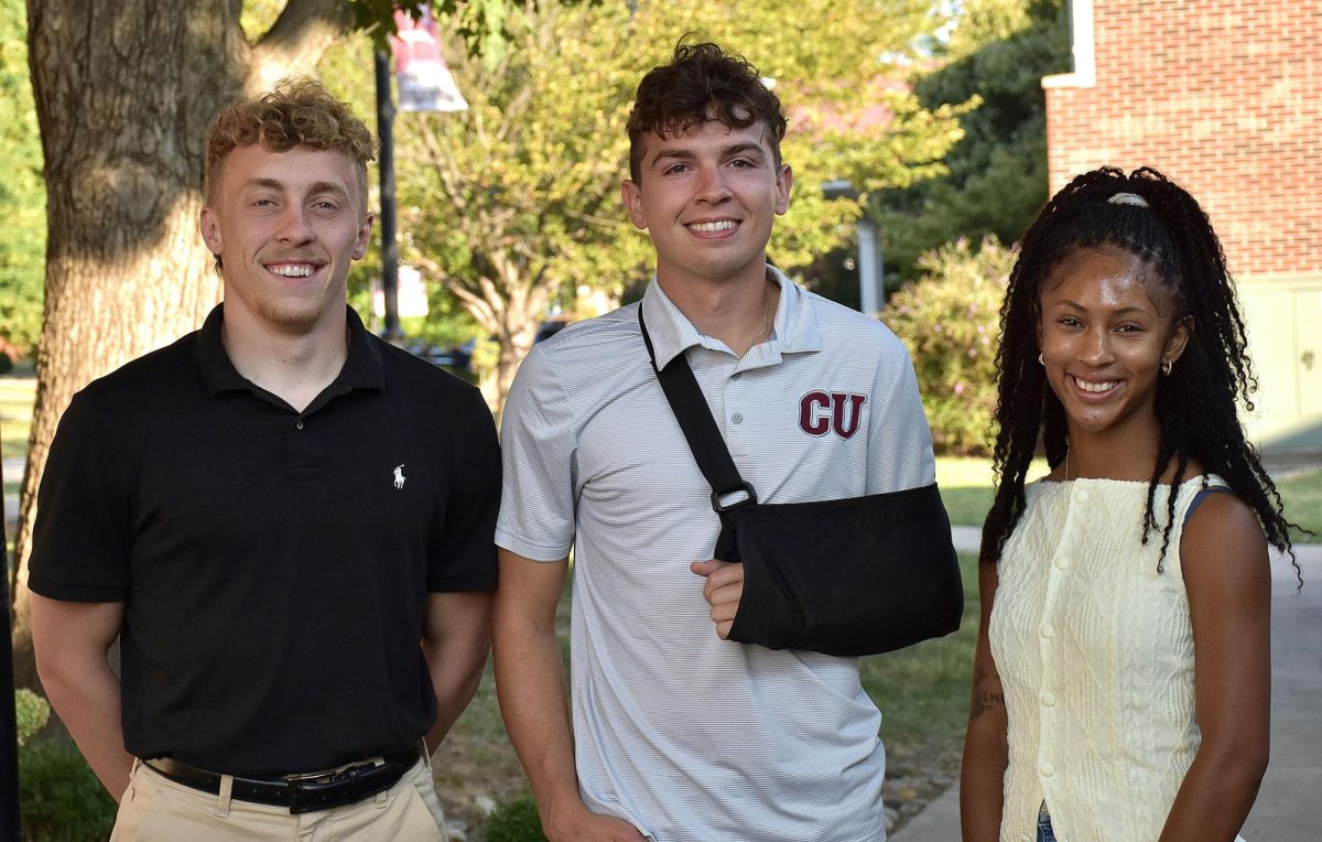 Pictured, from left, are Student Government Association officers Zachary Phelps, treasurer, Gabriel Maurer, president, and Ka’ Niya Douglas, vice president.
