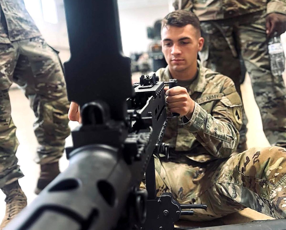 CU senior Jason Sipes is funded by the government for his service in the National Guard. He’s pictured training on the .50 cal weapon system before leaving for his annual two-week training in Fort Knox, Kentucky.