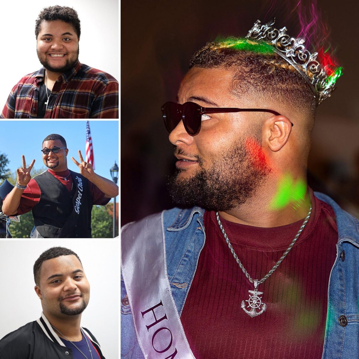 Photos of Campbellsville University senior Tomias Rushin capture different moments from his four years at CU. In his column, Rushin reflects on growth, loss and learning “the art of letting go” while navigating what he describes as “four different versions” of himself throughout college.